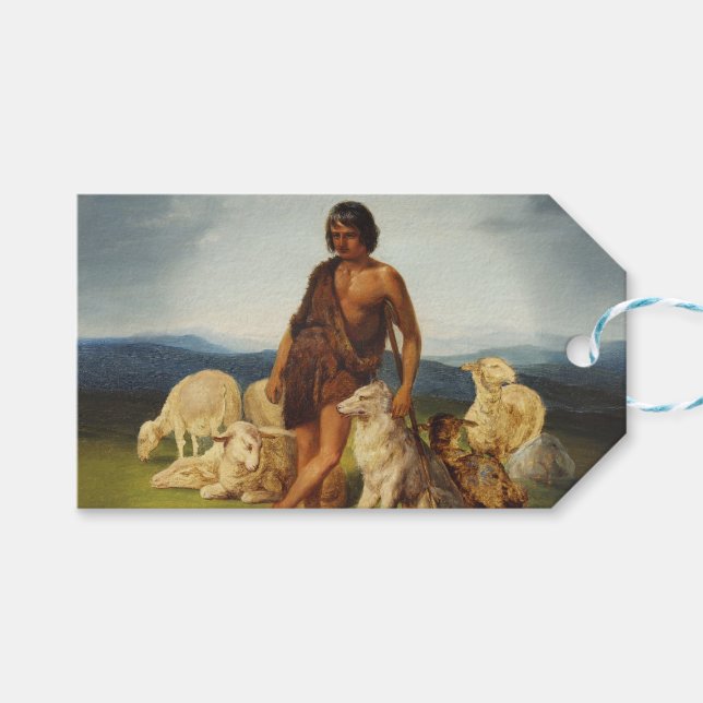 Hirte in einer ländlichen Landschaft Geschenkanhänger (Vorderseite (Horizontal))