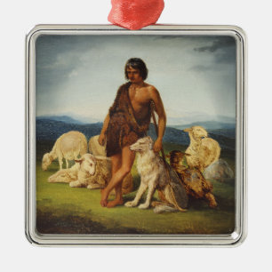 Hirte in einer ländlichen Landschaft Ornament Aus Metall