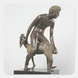 Hirte melken eine Ziege Quadratischer Aufkleber