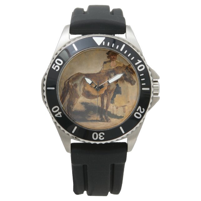 Hirte mit Pferd (Pferde) Armbanduhr (Vorderseite)