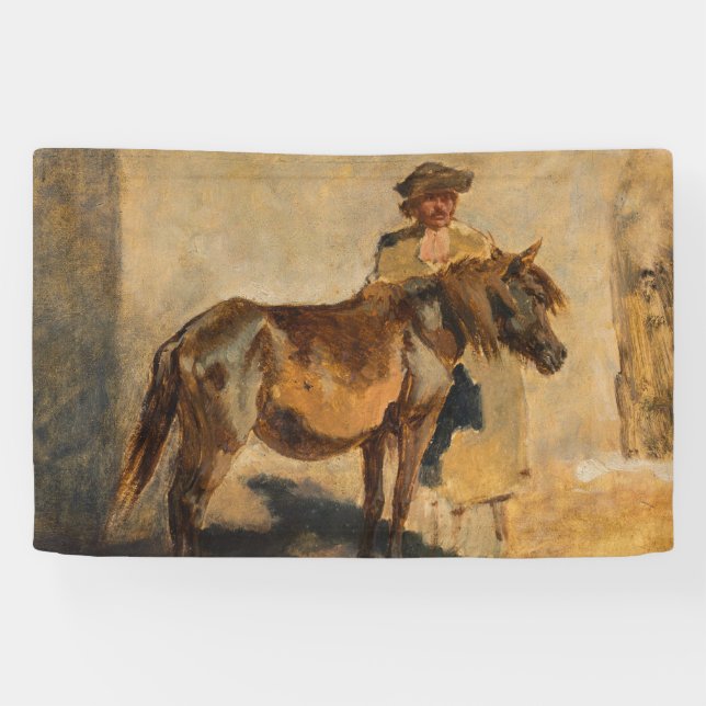 Hirte mit Pferd (Pferde) Banner (Horizontal)