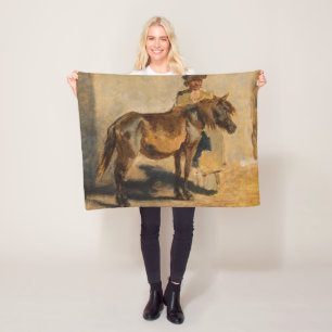 Hirte mit Pferd (Pferdeart) Fleecedecke