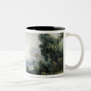 Hirtenszene oder junger Schäfer in einer Zweifarbige Tasse