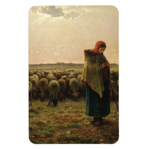 Hirtin mit ihrer Flock Jean-Francois Millet Magnet