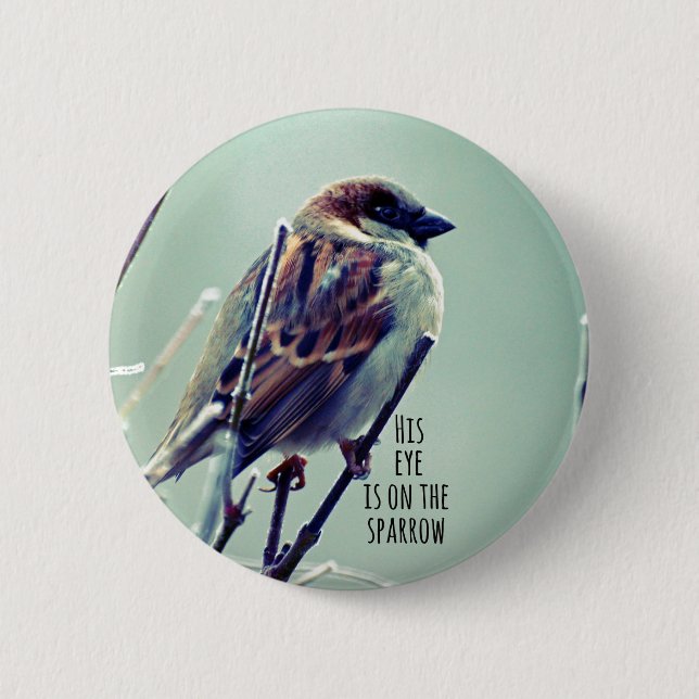 HIs Auge ist auf dem Sparrow Button (Vorderseite)