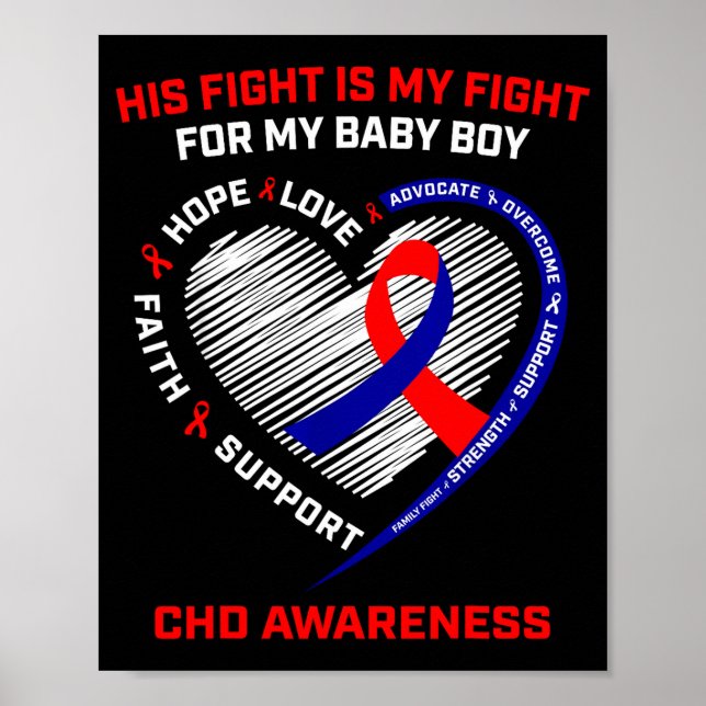 His Fight Baby Boy Son Chd Awareness Heart Disease Poster (Vorne)