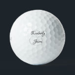 His & Her Script Names, Black & Grey Golfball<br><div class="desc">His and her names in beautiful black and grey script lettering for an elegant design on white background.</div>