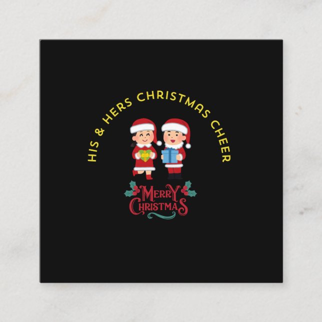HIS & HERS CHRISTMAS CHEER QUADRATISCHE VISITENKARTE (Vorderseite)