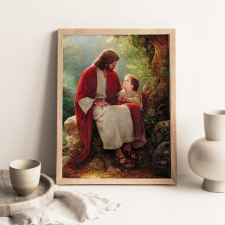 His Love, Jesus Christ and Little Boy Painting Poster