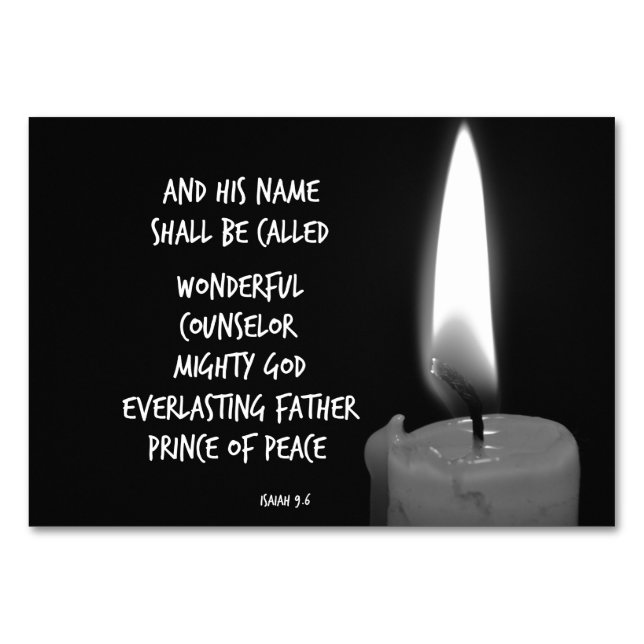 HIs Name ist Prince of Peace Bible Verse Tischnummer (Vorderseite)
