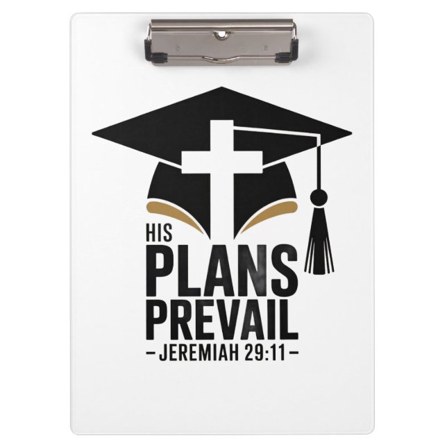His Plans Prevail Christian Graduation Klemmbrett (Vorderseite)
