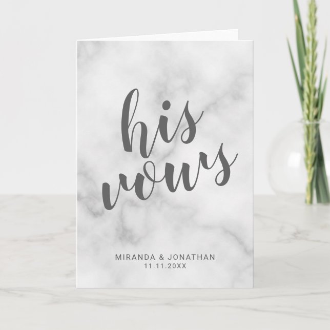 His Vows' Elegant White Marble Wedding Vows (Vorderseite)