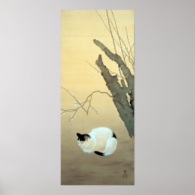 Hishida Shunso Cat and Plum Blossoms Poster (Vorne)