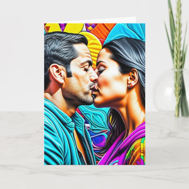 Hispanic Couple Kissing Te Amo Karte (Vorderseite)