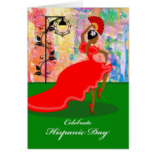 Hispanic Day, Flamenco Dancer in Red Dress, Fan