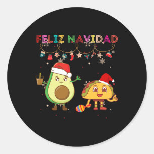 Hispanic Feliz Navidad Avocado Tacos Mexican Chris Runder Aufkleber