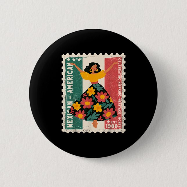 Hispanic Heritage Mexican Floral Dancer W Button (Vorderseite)