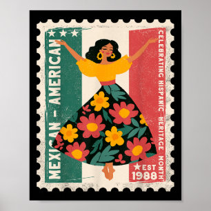 Hispanic Heritage Mexican Floral Dancer W Poster