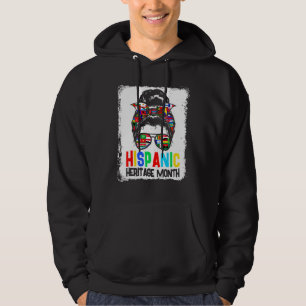 Hispanic Heritage Monat Frauen Messy Bun Alle Coun Hoodie