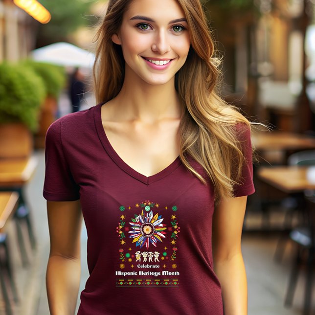 Hispanic Heritage Monat Latino Fahnen Sonnenblume  T-Shirt (Von Creator hochgeladen)