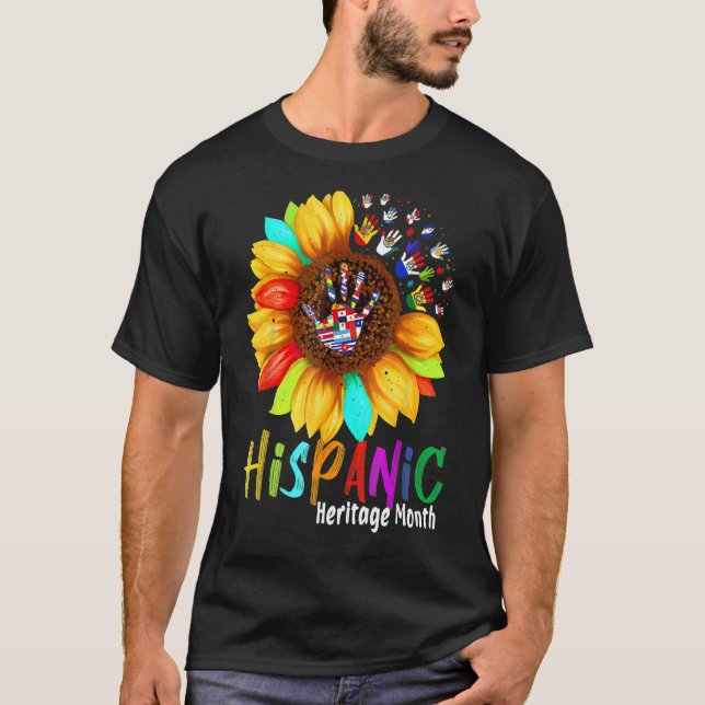 Hispanic Heritage Monat Sonnenblumen Flaggen Männe T-Shirt (Vorderseite)