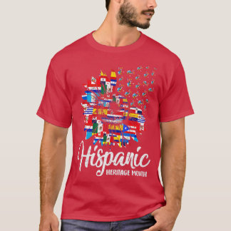 Hispanic Heritage Month Latino Countries Flags Sun T-Shirt