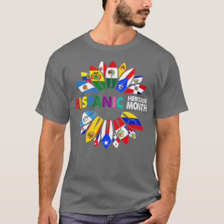 Hispanic Heritage Month Latino Countries Flags Sun T-Shirt