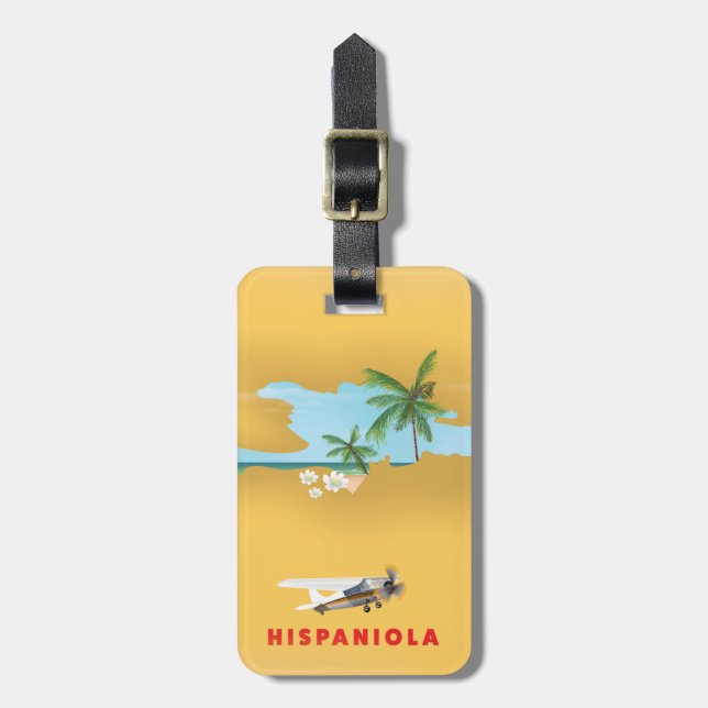 Hispaniola Karte illustriert drucken. Gepäckanhänger (Vorderseite vertikal)