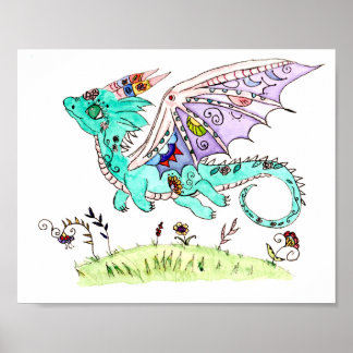 Hispanische Volkskunst Babydrache Poster