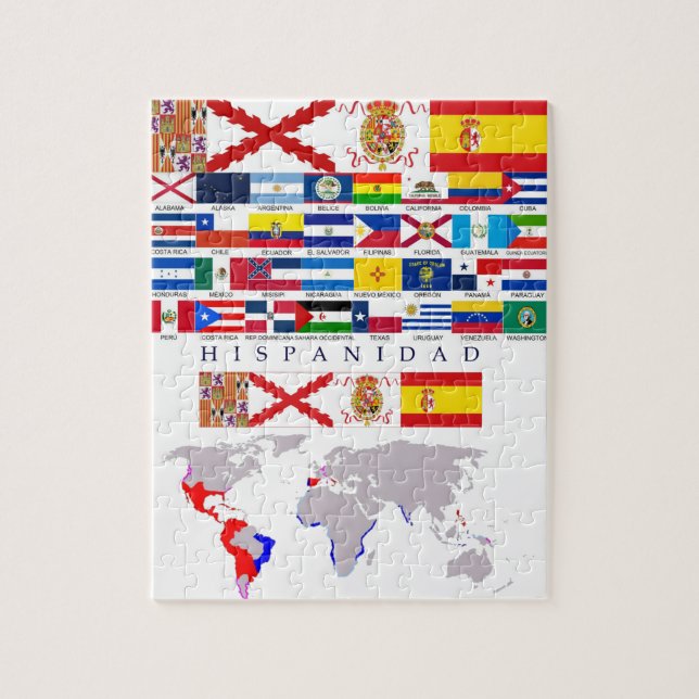 HISPANITÄT Herkunft mit Landkarte. Puzzle (Vertikal)
