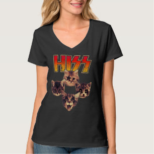 Hiss Cat Cats Kittens Rock Music Cat Hiss 12 T-Shirt