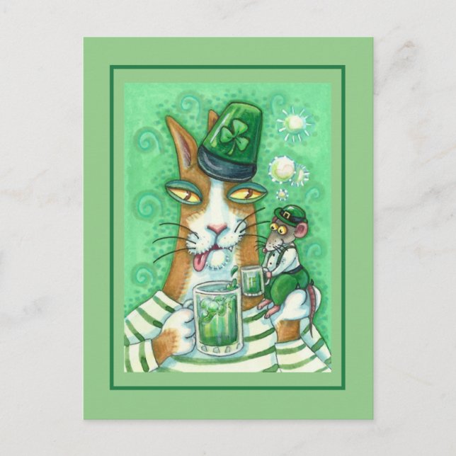 HISS N' FITZ CAT & RAT, KÜCHER ZU GRÜNEN BIENFUNNY POSTKARTE (Vorderseite)