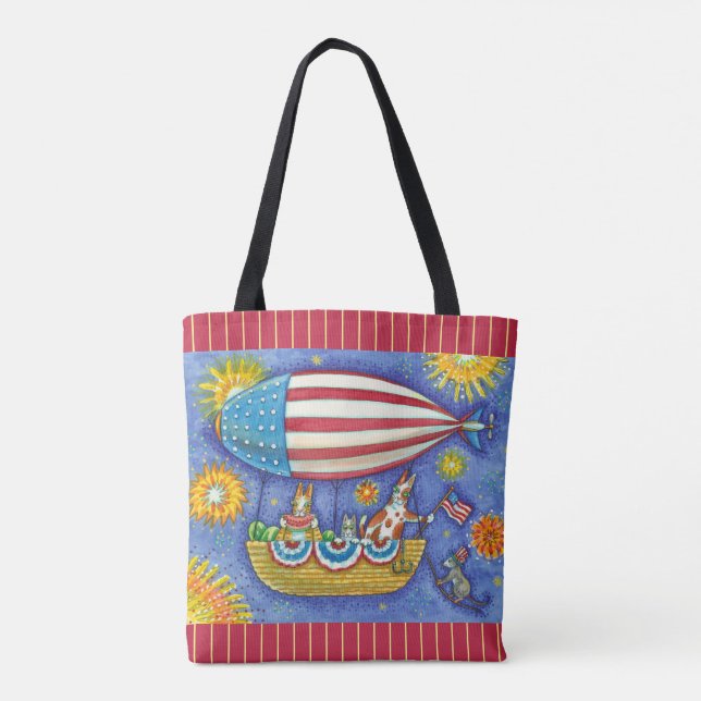 HISS N' FITZ CATS 4TH JULY ZEPPELIN Funny Tasche (Rückseite)