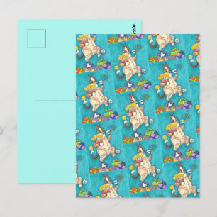 HISS N' FITZ KATZE IM GEBURTSTAGSANZUG, TORTE & KE POSTKARTE