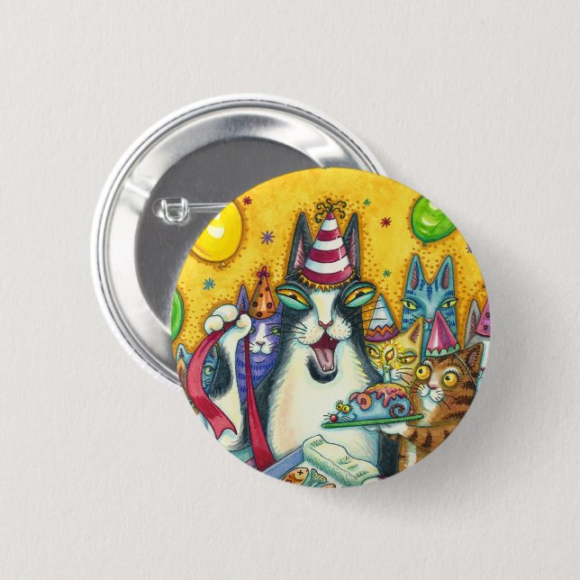HISS N' FITZ KATZEN, KITTEN, MICH, FUNNY GEBURTSTA BUTTON (Vorne & Hinten)