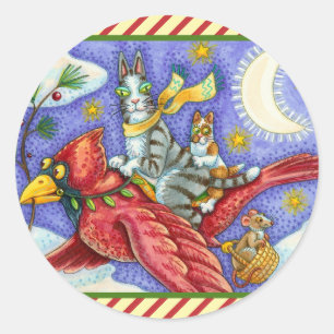 HISS N' FITZ LUSTIGE KATZEN, RIESIGER WEIHNACHTSKA RUNDER AUFKLEBER