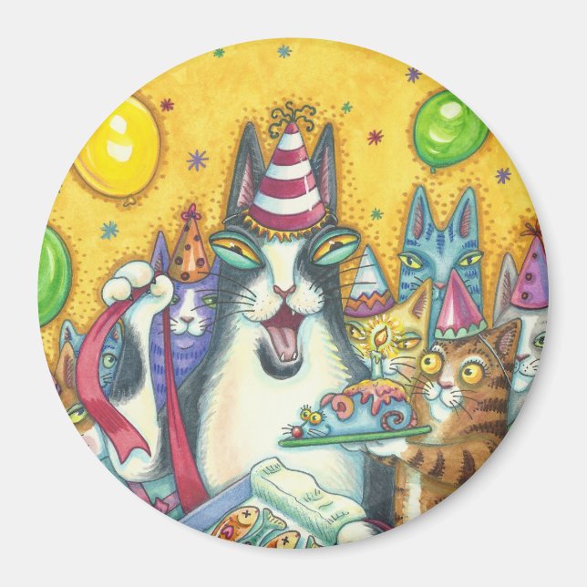 Hiss N'Fitz Cats ANNIVERSAIRE MAGNET ronde *Person (Devant)