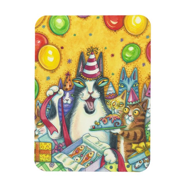 Hiss N'Fitz Cats BIRTHDAY MAGNET *Personnaliser (Vertical)