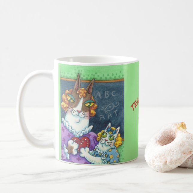 Hiss N'Fitz Cats ENSEIGNANT'S PET MUG Personnalise (Avec donut)
