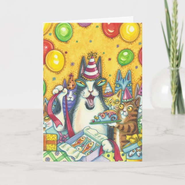Hiss N'Fitz Cats HEUREUX CARTE D'ANNIVERSAIRE Gran (Devant)