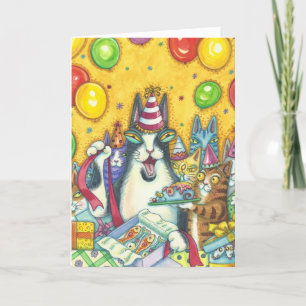 Hiss N'Fitz Cats HEUREUX CARTE D'ANNIVERSAIRE Gran