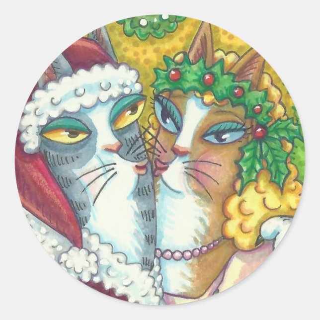 HISS N'FITZ KISSING CATS, PÈRE NOËL CLAWS STICKERS (Devant)