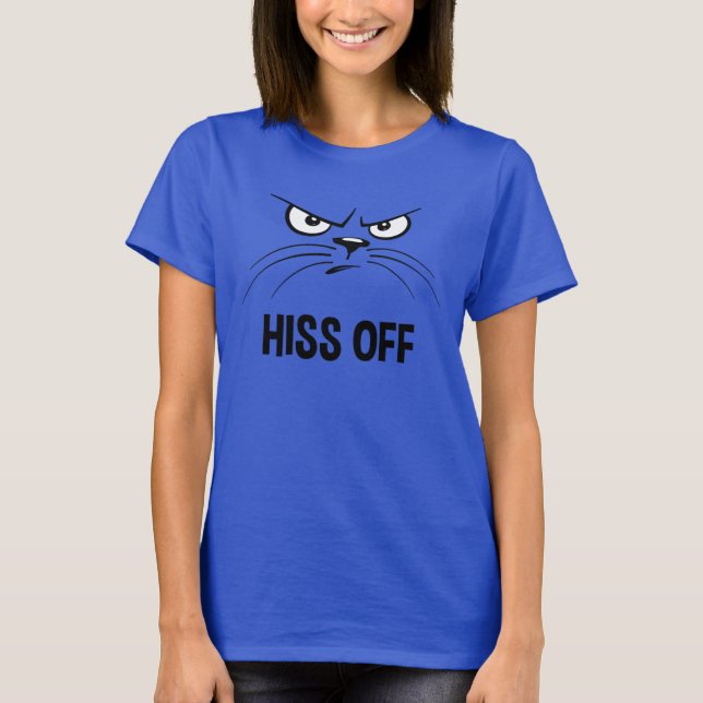 Hiss Off Funny Wonny Cat T-Shirt (Vorderseite)