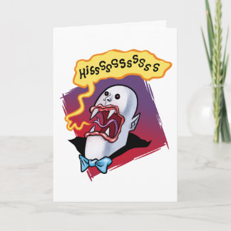 Hiss-terical Vampire Cartoon - Funny Horror Art Karte