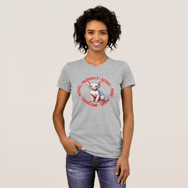 Hisses and Kisses, Sphinx Cat T-Shirt (Vorne ganz)