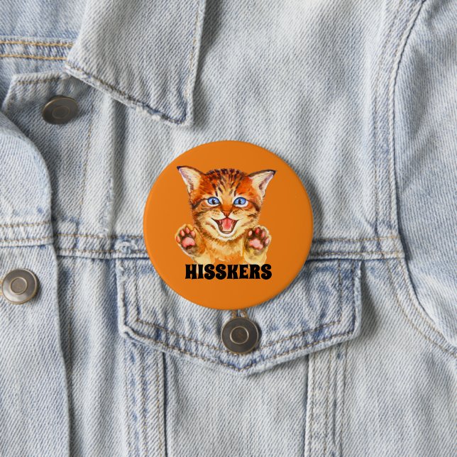 Hissing Cat Hisskers the Cat Button (Beispiel)