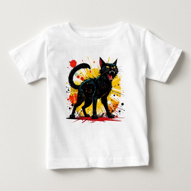 Hissing Defensive Black Cat Baby T-shirt (Vorderseite)