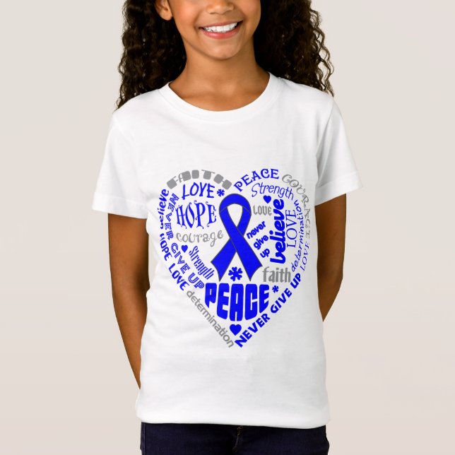 Histiocytosis-Bewusstseins-Herz-Wörter T-Shirt (Vorderseite)
