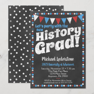 Histoire Graduation Party Invitation Rouge Bleu