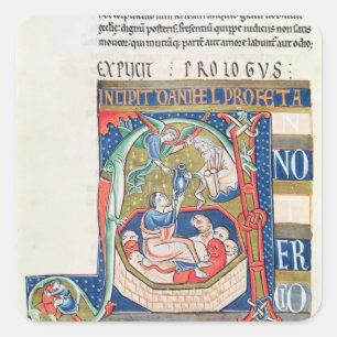 Historiated Initiale "A" Daniel darstellend Quadratischer Aufkleber